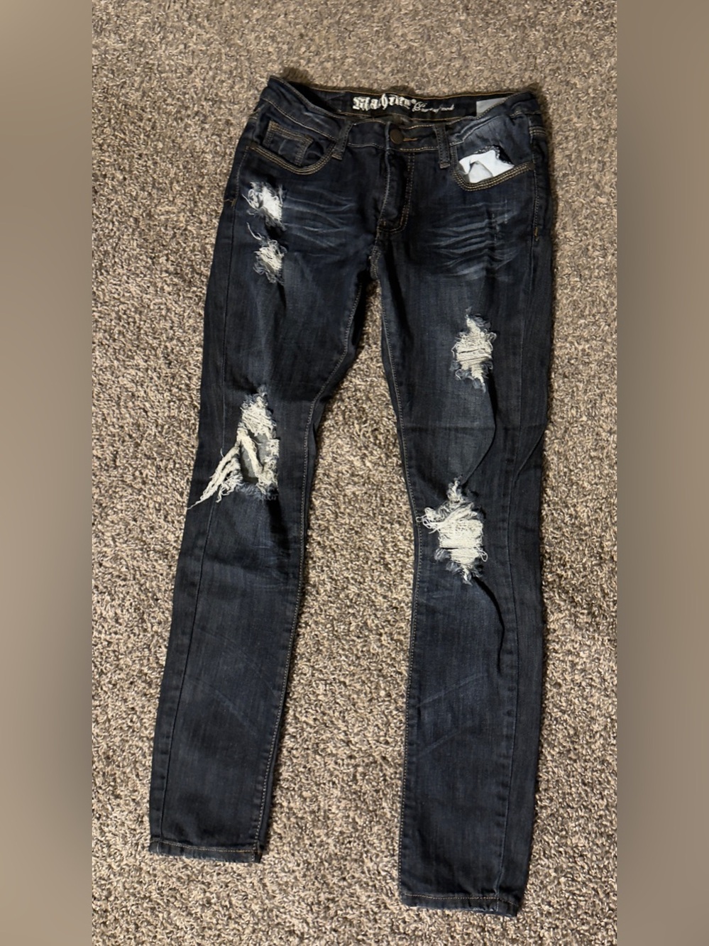 Machine Women's Black Distressed Skinny Jeans